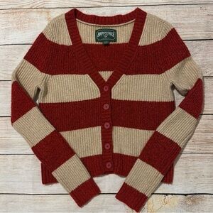 American Eagle Outfitters Bold Red and Tan Cardigan